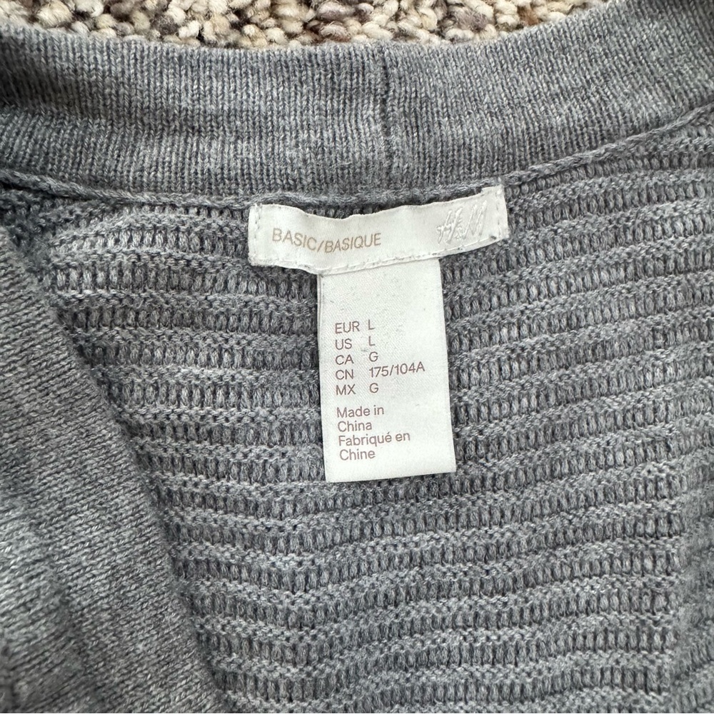 H&M Gray Ribbed Open-Front Cardigan – Size L - Picture 2 of 3